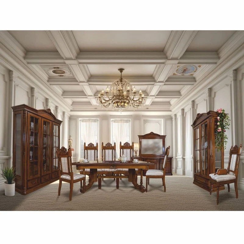 Casa Padrino Luxus Barock Esszimmer Set Braun / Silber - 1 Ausziehbarer Esstisch & 8 Stühle