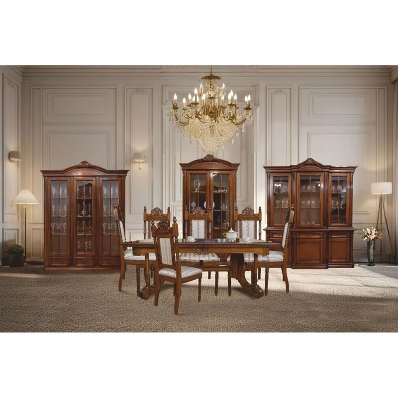 Casa Padrino Luxus Barock Esszimmer Set Braun / Silber - 1 Ausziehbarer Esstisch & 8 Stühle