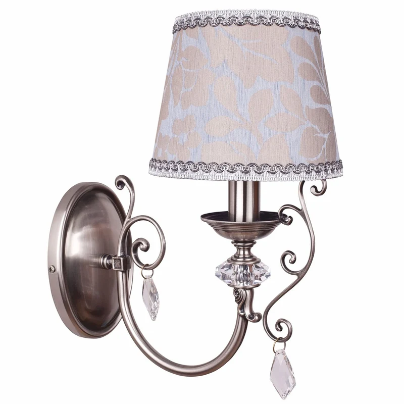Casa Padrino Luxus Barock Kristall Wandleuchte Silber / Beige H. 35 cm - Barock Leuchten