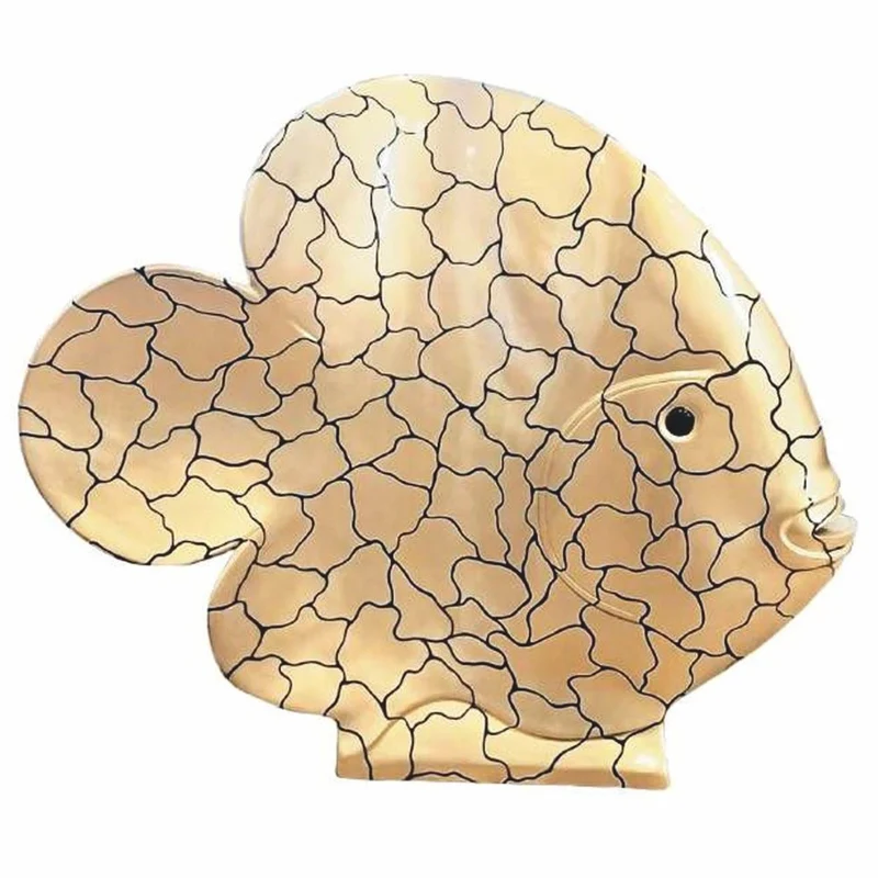 Casa Padrino XXL Deko Skulptur Fisch Gold / Schwarz H. 110 cm - Deko Figur