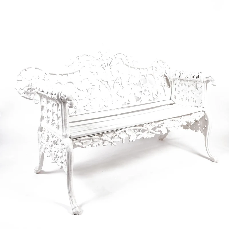 Casa Padrino Barock Gartenbank Weiß 148 cm - Barock Garten Möbel