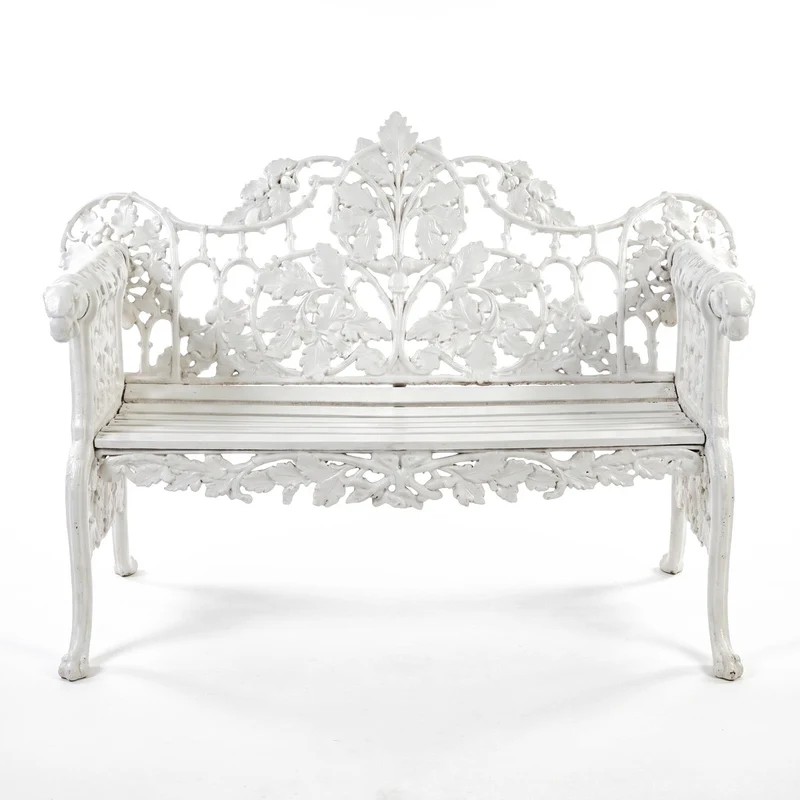 Casa Padrino Barock Gartenbank Weiß 148 cm - Barock Garten Möbel