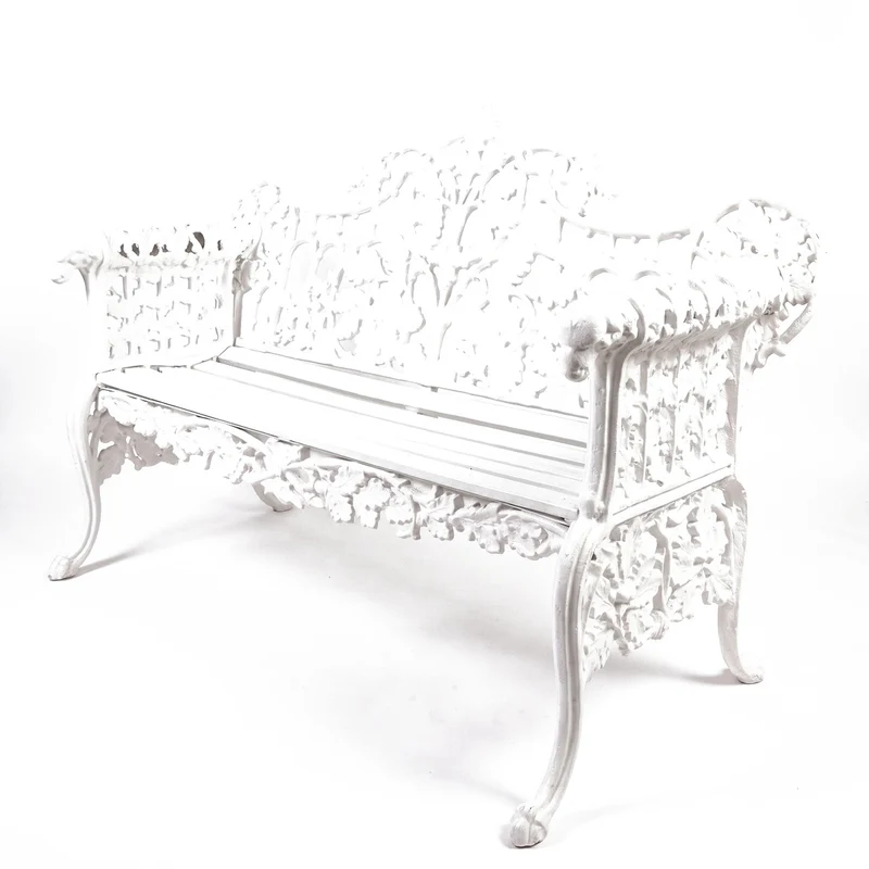 Casa Padrino Barock Gartenbank Weiß 148 cm - Barock Garten Möbel