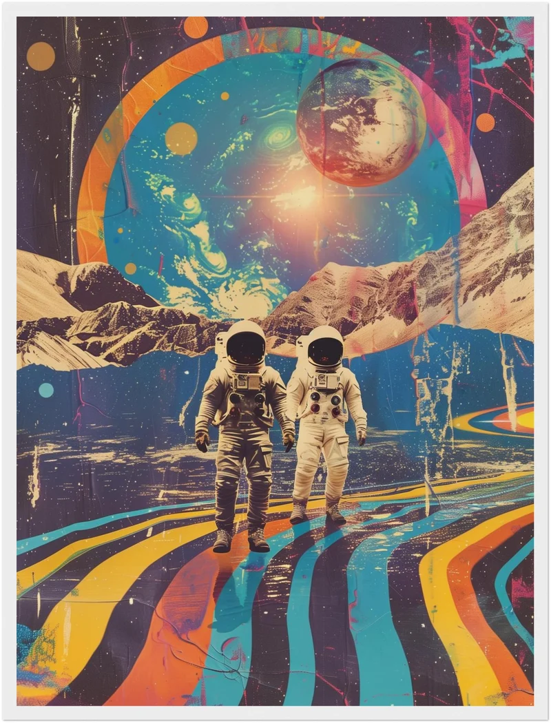 Astronauten vor Planetenkulisse Poster