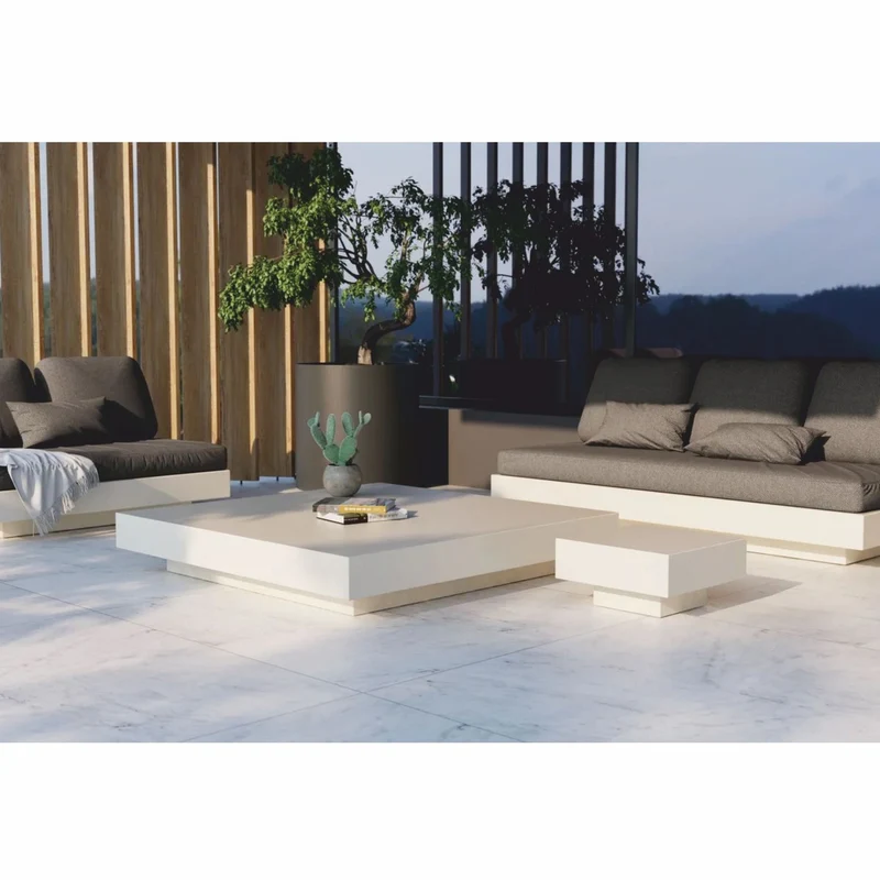 Casa Padrino Luxus Garten Couchtisch Matt Weiß 150 cm - Hotel & Garten Möbel