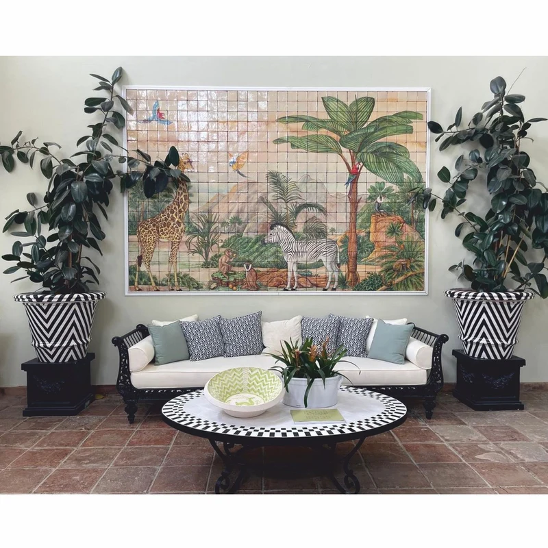 Casa Padrino Luxus Barock Sofa Schwarz / Weiß 300 cm - Barock Hotel & Garten Möbel