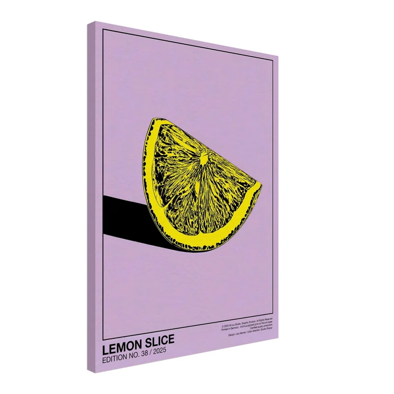 Zitronenscheibe lila Leinwandbild