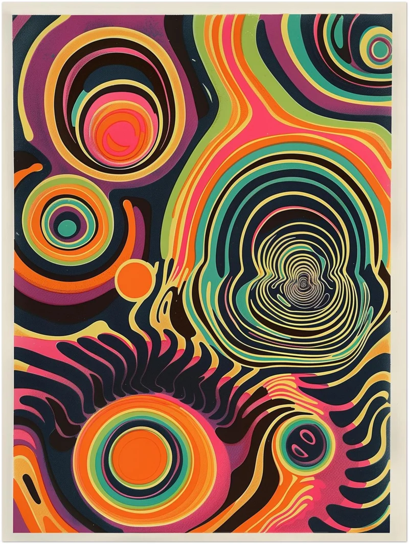 Bunte konzentrische Kreise Leinwandbild