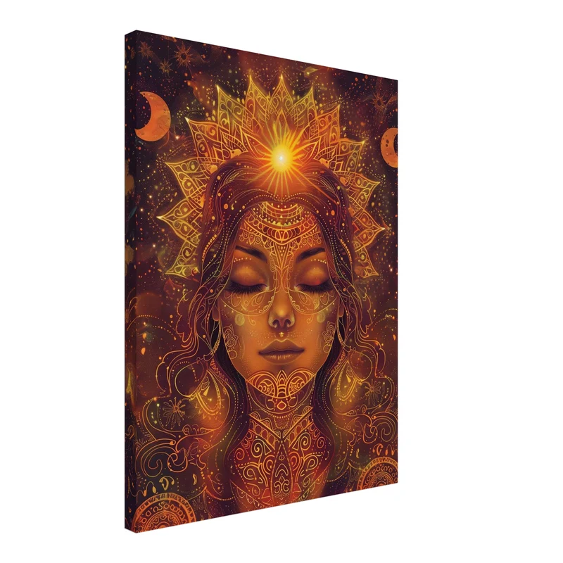 Goldenes spirituelles Sonnenportrait Leinwandbild