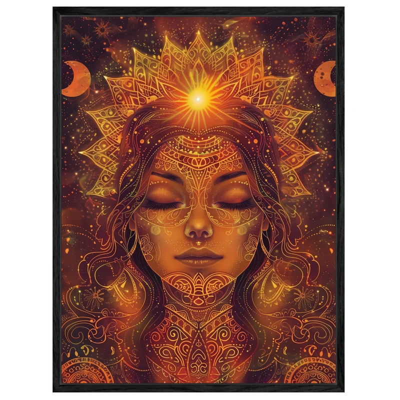 Goldenes spirituelles Sonnenportrait Leinwandbild