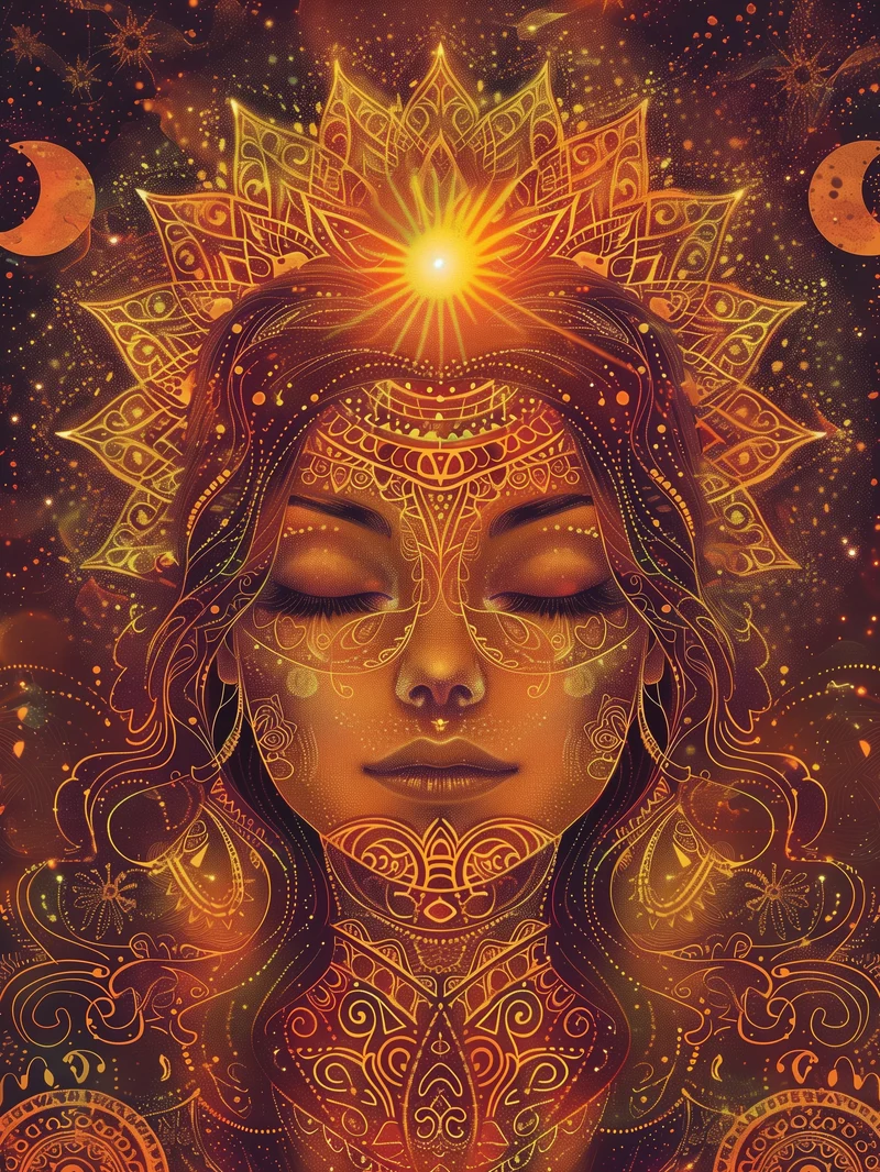 Goldenes spirituelles Sonnenportrait Poster
