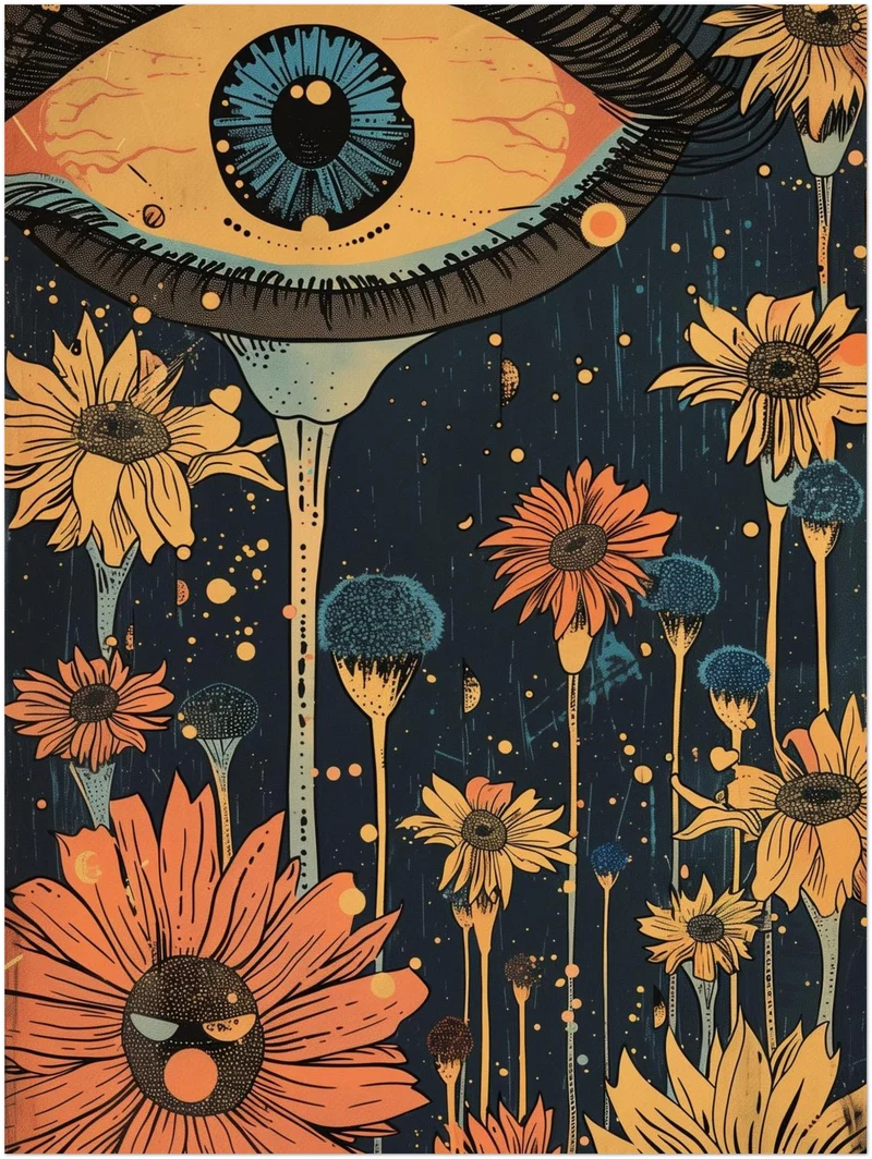 Surreales Blumenauge Leinwandbild