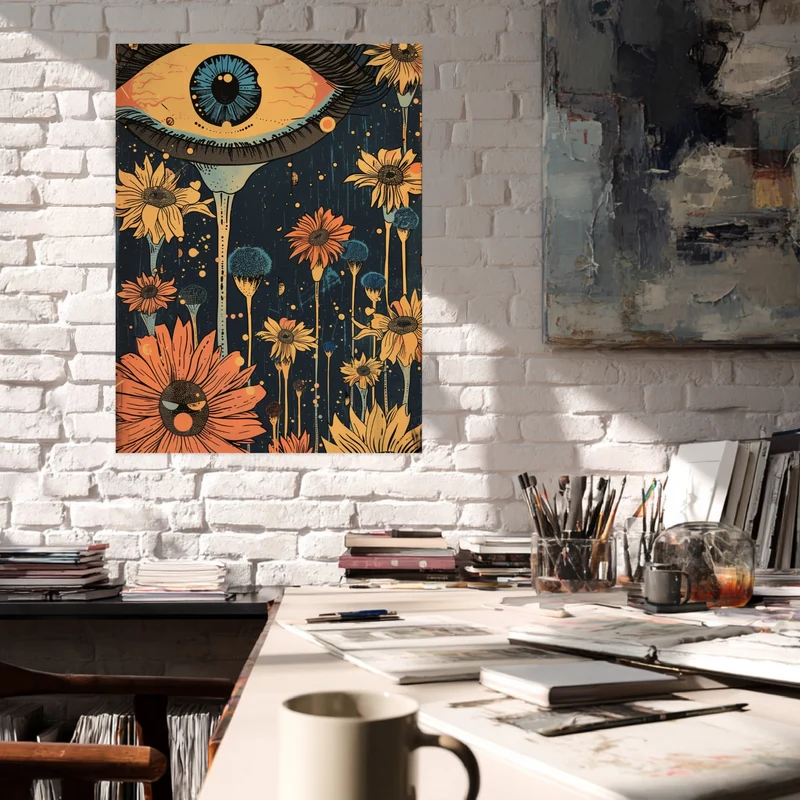 Surreales Blumenauge Leinwandbild