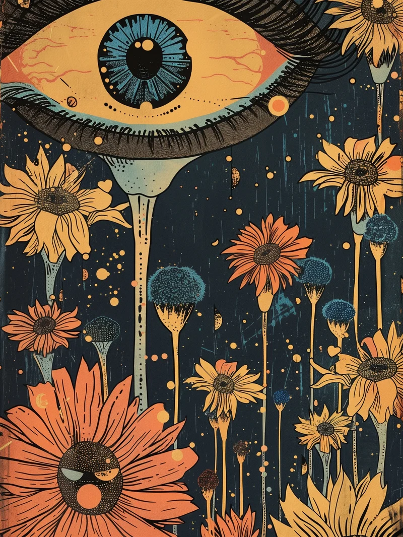 Surreales Blumenauge Poster