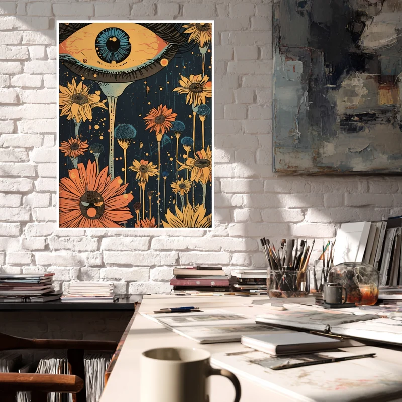 Surreales Blumenauge Poster