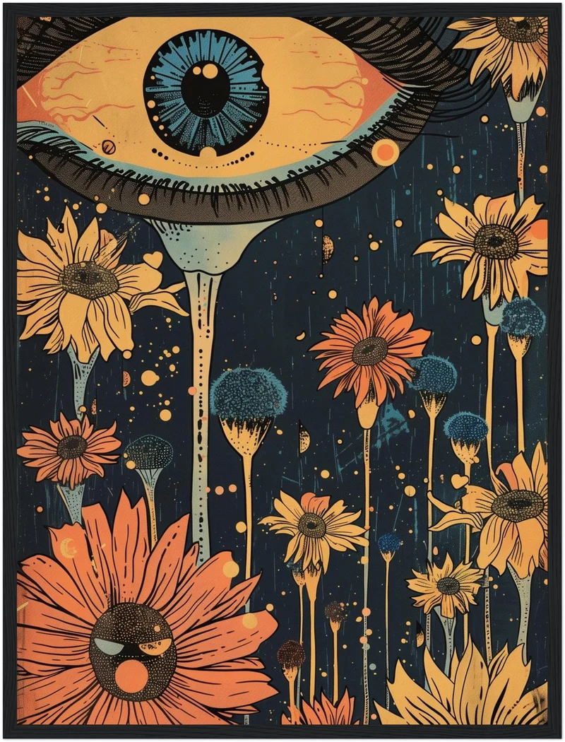 Surreales Blumenauge Poster