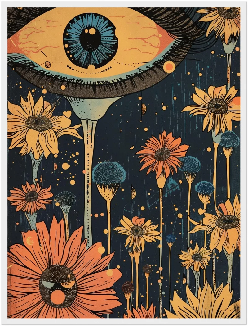Surreales Blumenauge Poster