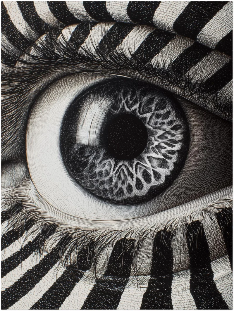 Monochromes Zebraauge Leinwandbild