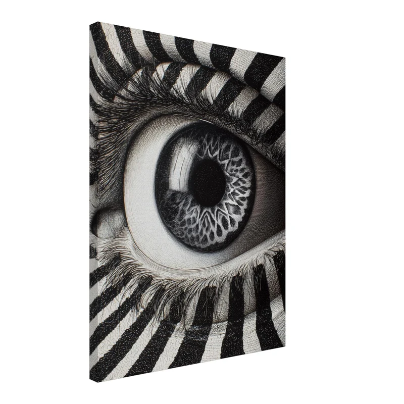Monochromes Zebraauge Leinwandbild