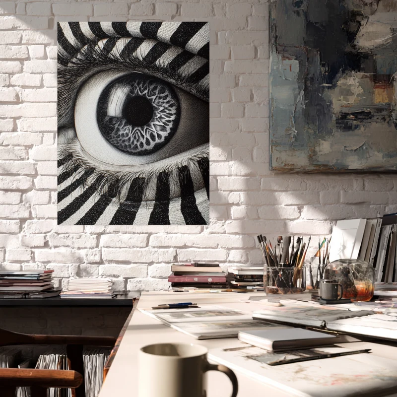 Monochromes Zebraauge Leinwandbild