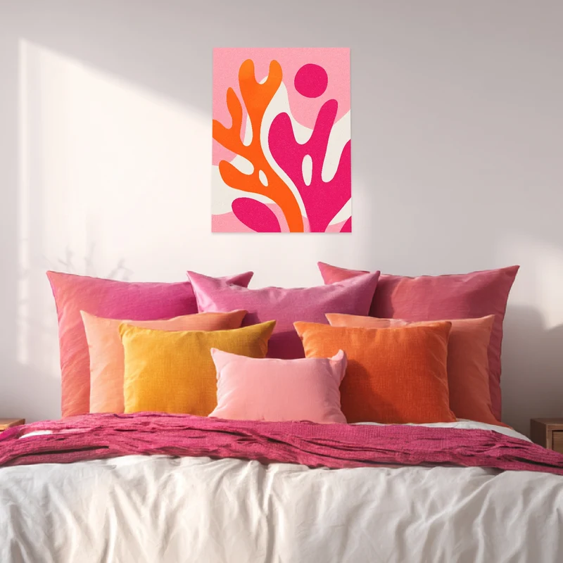 Pink-orange biomorphe Formen Leinwandbild