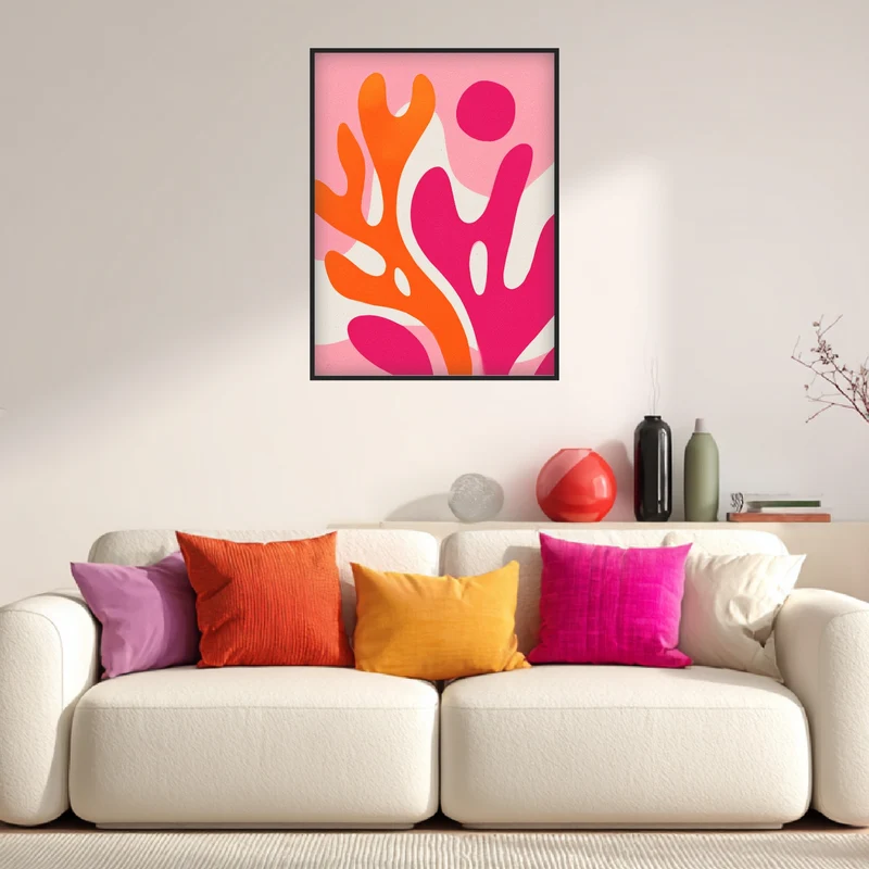 Pink-orange biomorphe Formen Poster