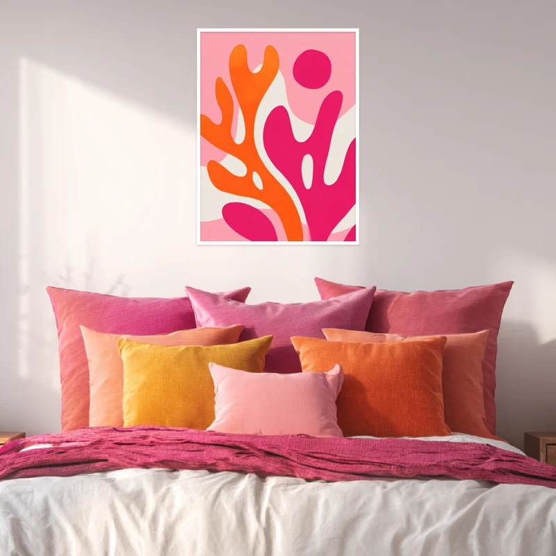 Pink-orange biomorphe Formen Poster