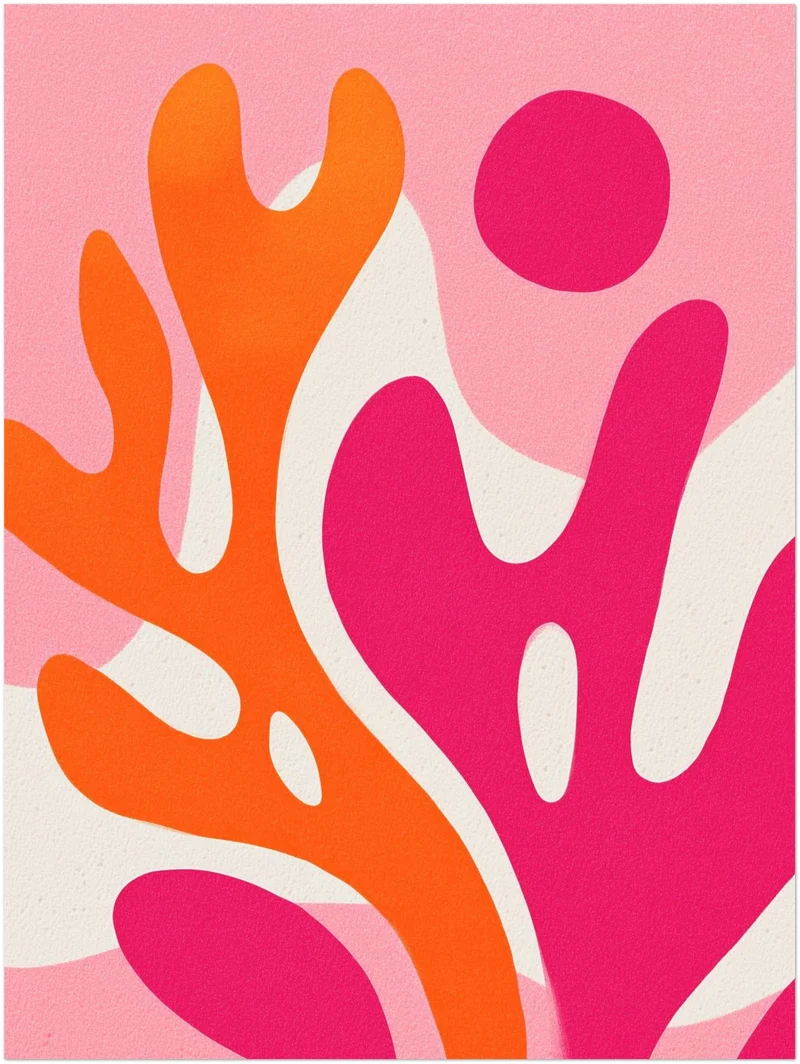 Pink-orange biomorphe Formen Leinwandbild