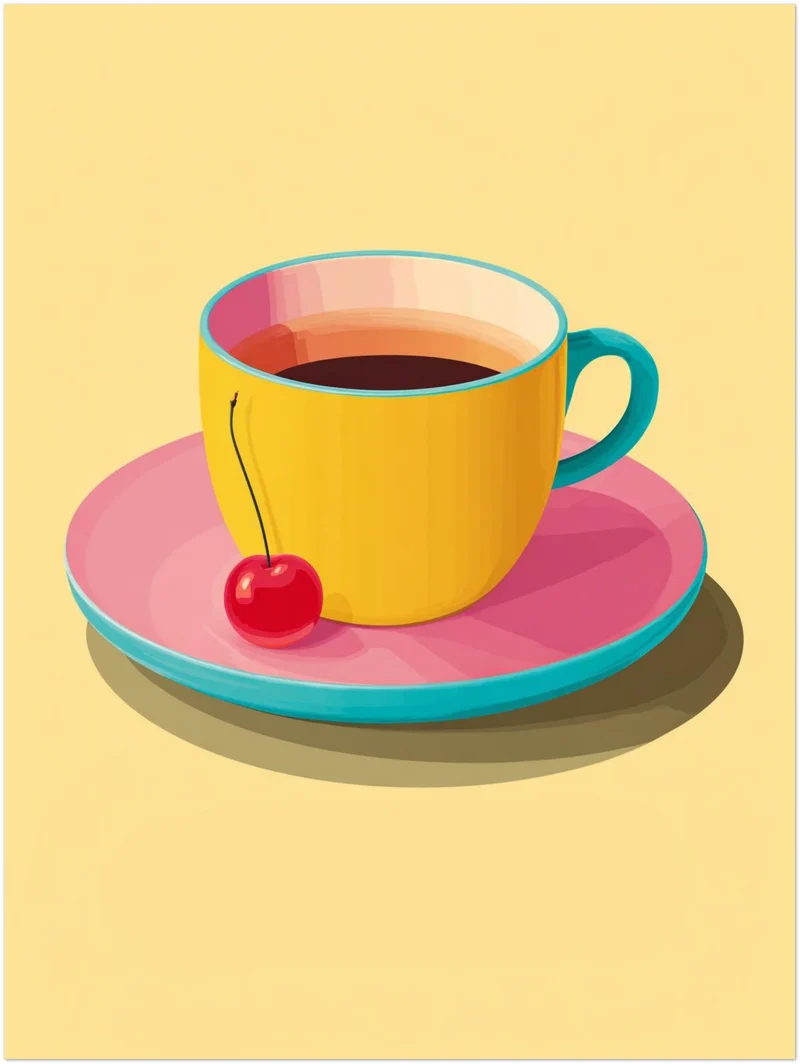 Kaffeetasse mit Kirsche Leinwandbild