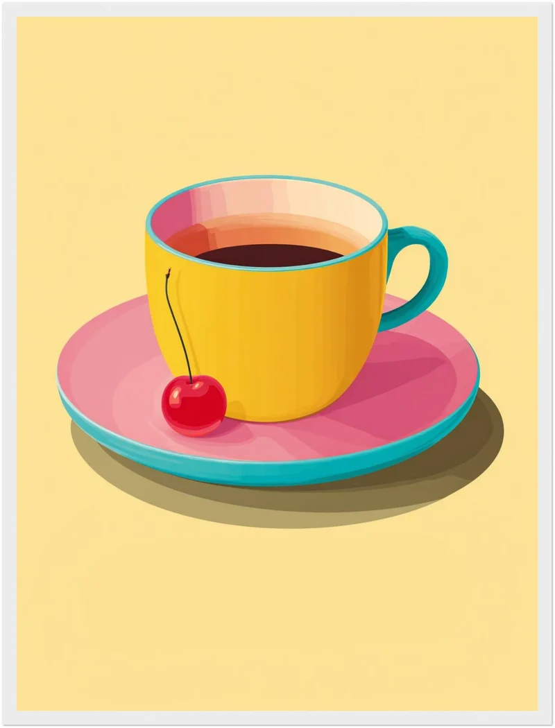 Kaffeetasse mit Kirsche Poster