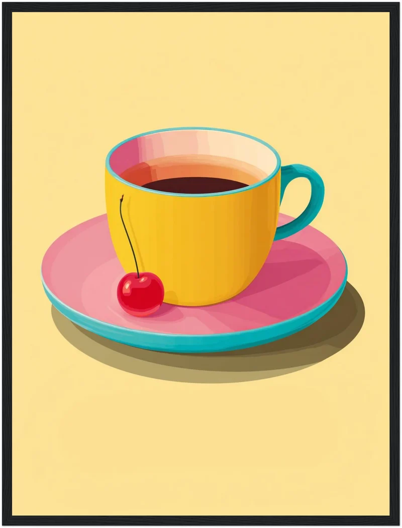Kaffeetasse mit Kirsche Poster