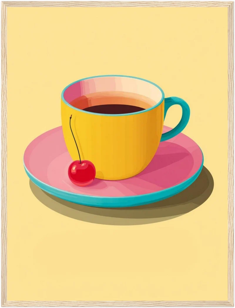 Kaffeetasse mit Kirsche Poster