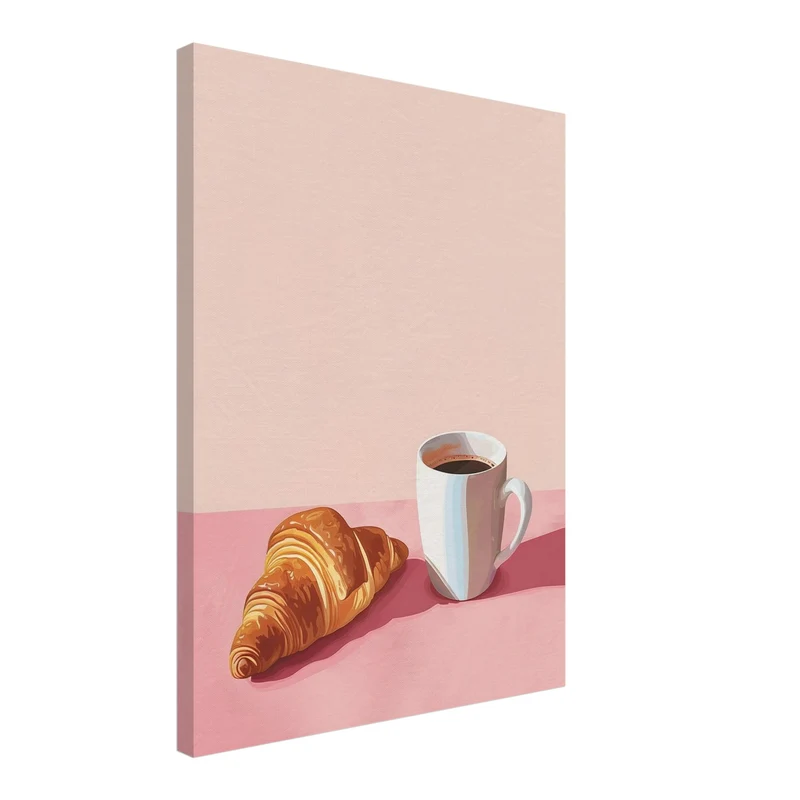 Croissant Kaffee Illustration Leinwandbild