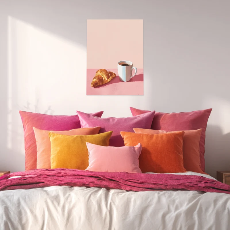 Croissant Kaffee Illustration Leinwandbild