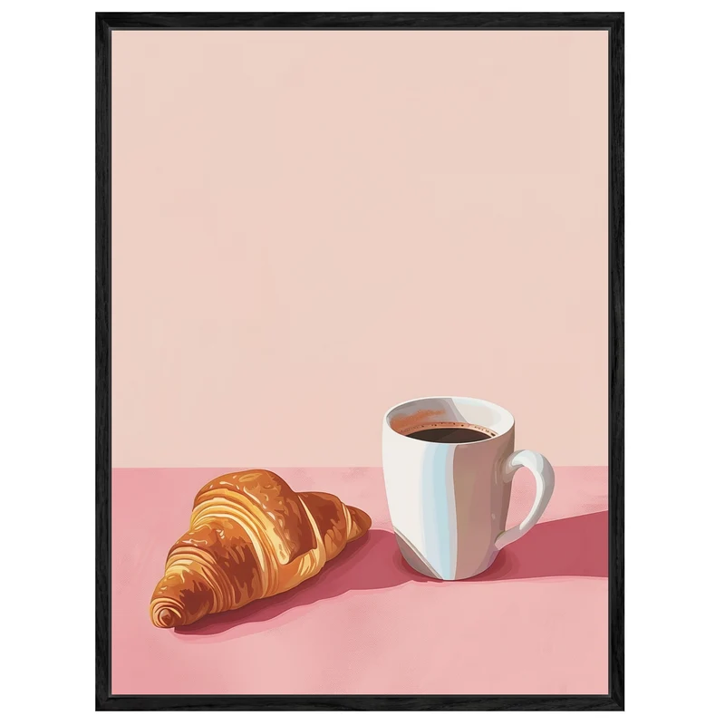 Croissant Kaffee Illustration Leinwandbild