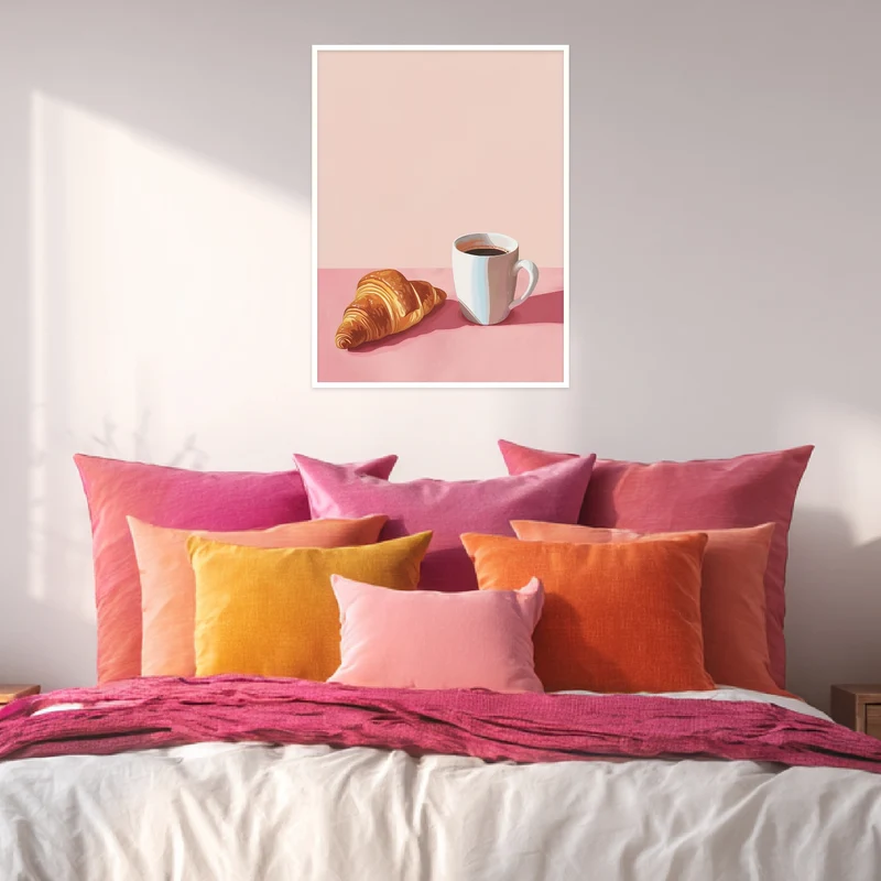 Croissant Kaffee Illustration Poster