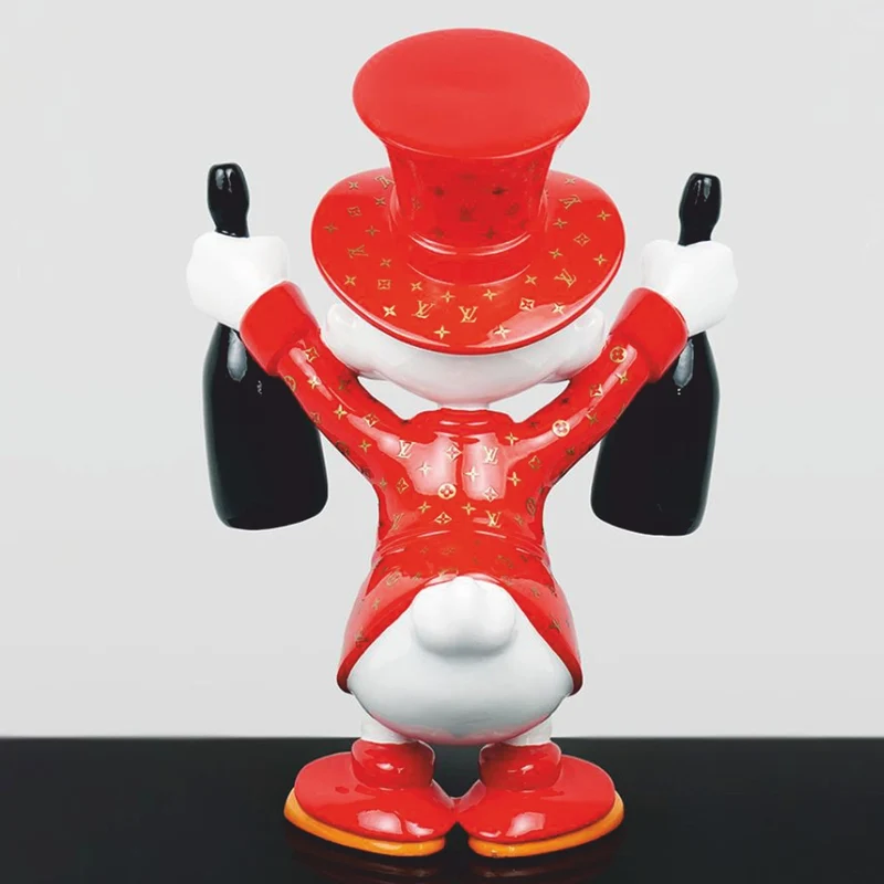 Casa Padrino XXL Deko Skulptur Ente Rot / Weiß / Schwarz H. 170 cm - Große Deko Figur