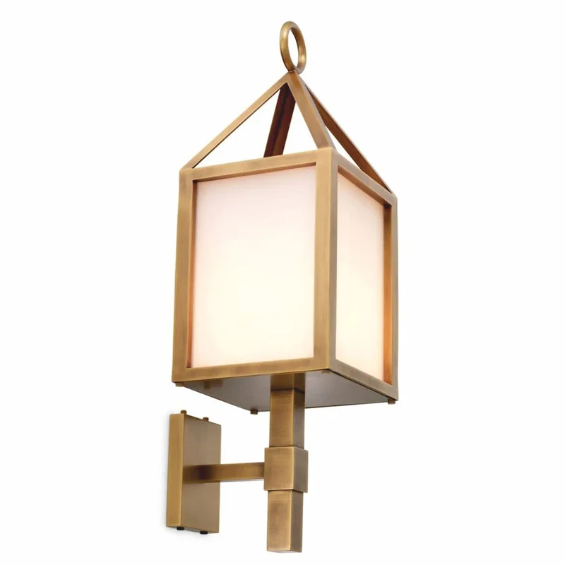 Casa Padrino Luxus Außenwandleuchte Antik Messing / Weiß H. 86 cm - Luxus Außenbeleuchtung