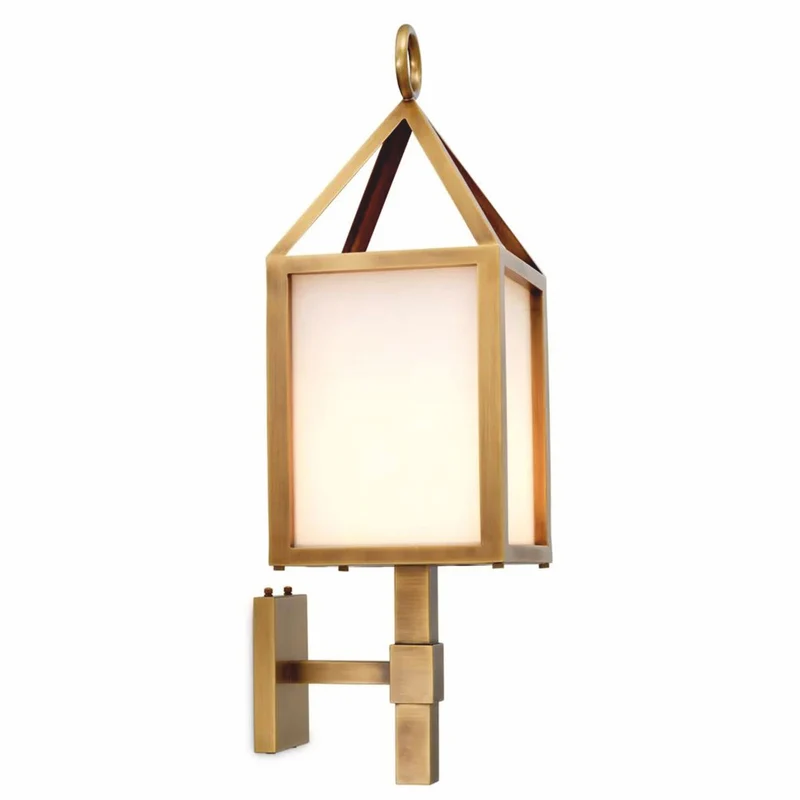 Casa Padrino Luxus Außenwandleuchte Antik Messing / Weiß H. 86 cm - Luxus Außenbeleuchtung