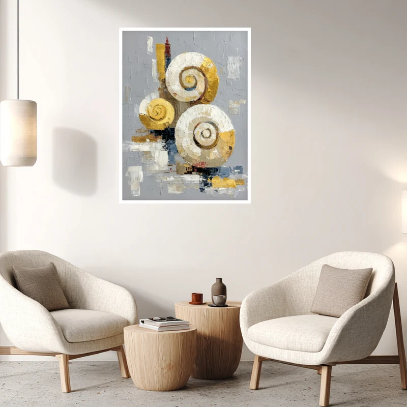 Gold weiß Spiralen Poster