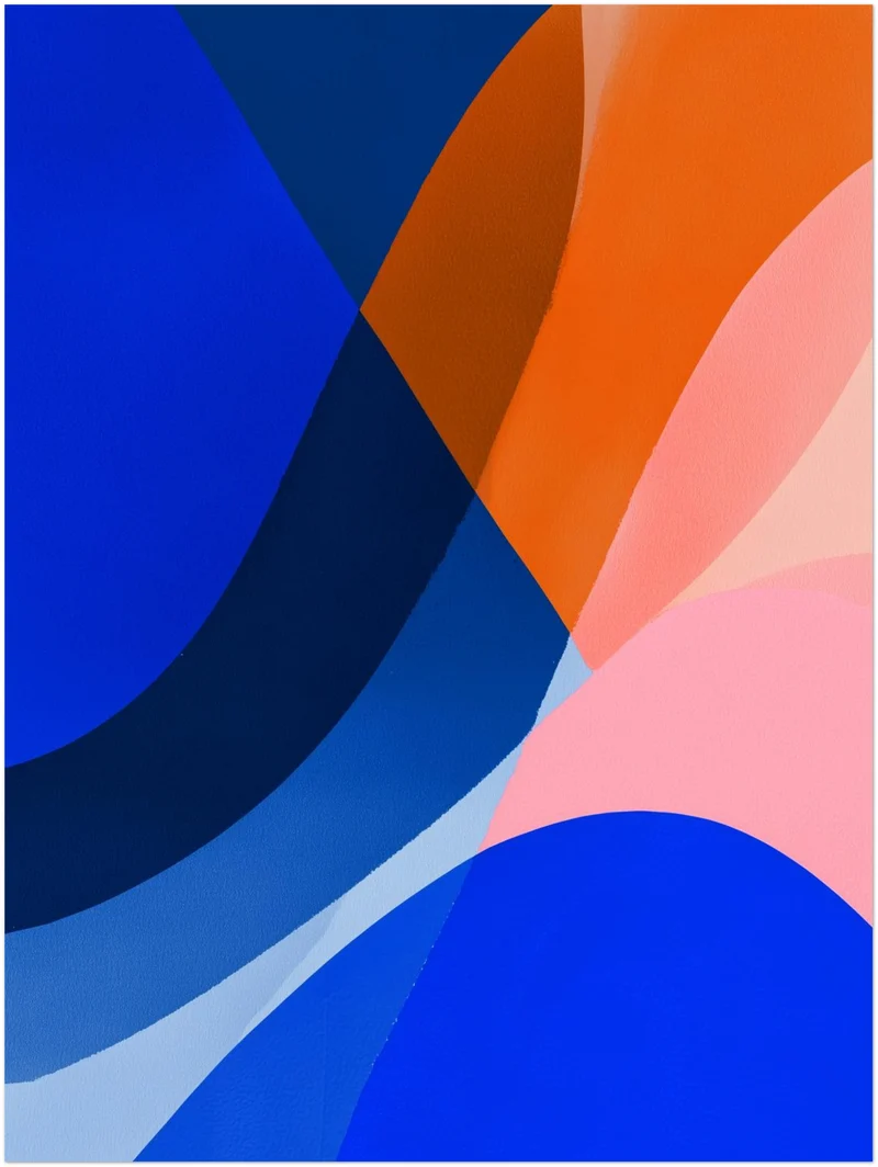 Blau orange Formen Leinwandbild