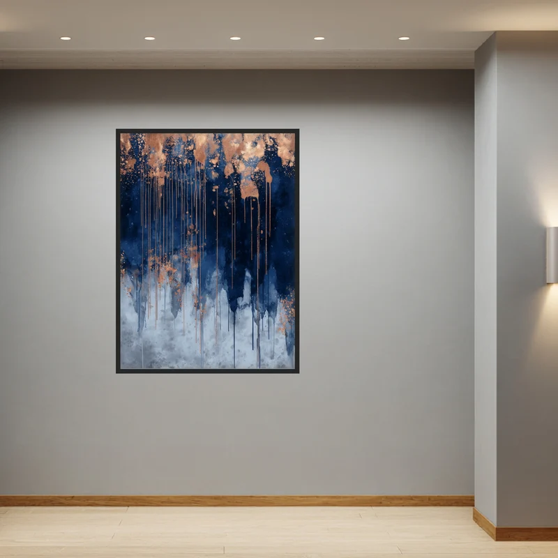 Dunkelblau kupfer Tropfen Poster