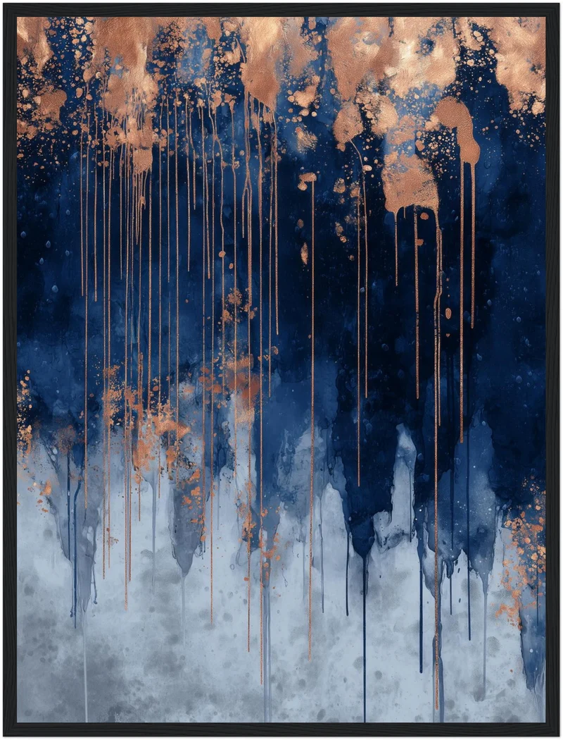 Dunkelblau kupfer Tropfen Poster