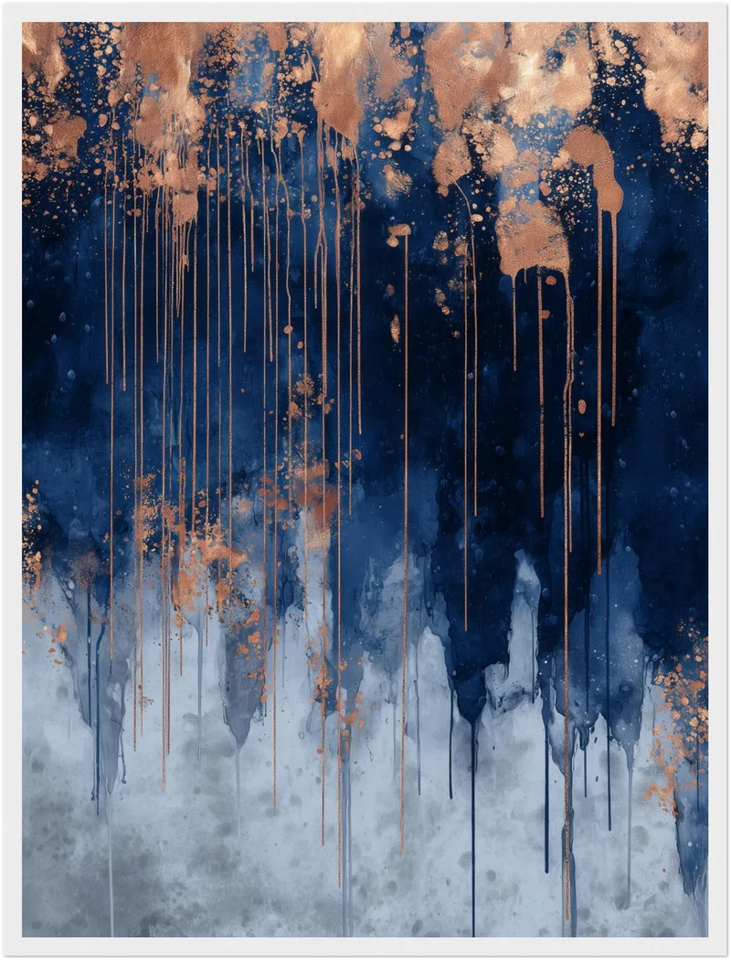 Dunkelblau kupfer Tropfen Poster