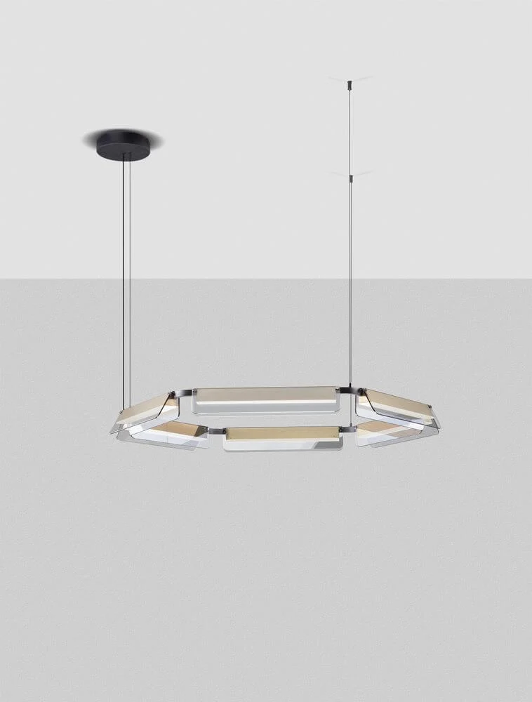 Apnea LED Pendelleuchte Hexagon Schwarz, Gold