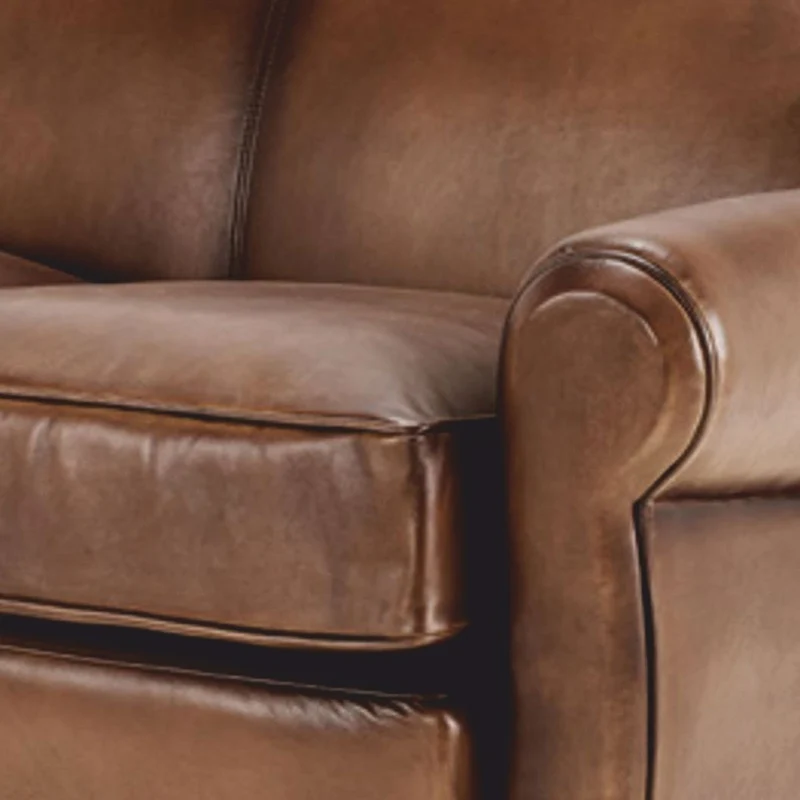 Casa Padrino Luxus Echtleder Sofa Dunkelbraun / Schwarz 140 cm - Leder Möbel