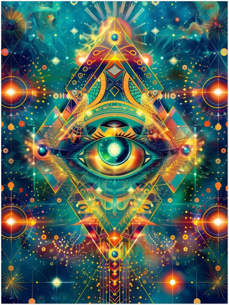 Kosmisches geometrisches Auge Leinwandbild