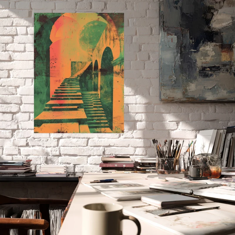 Geometrische Treppenarchitektur Leinwandbild
