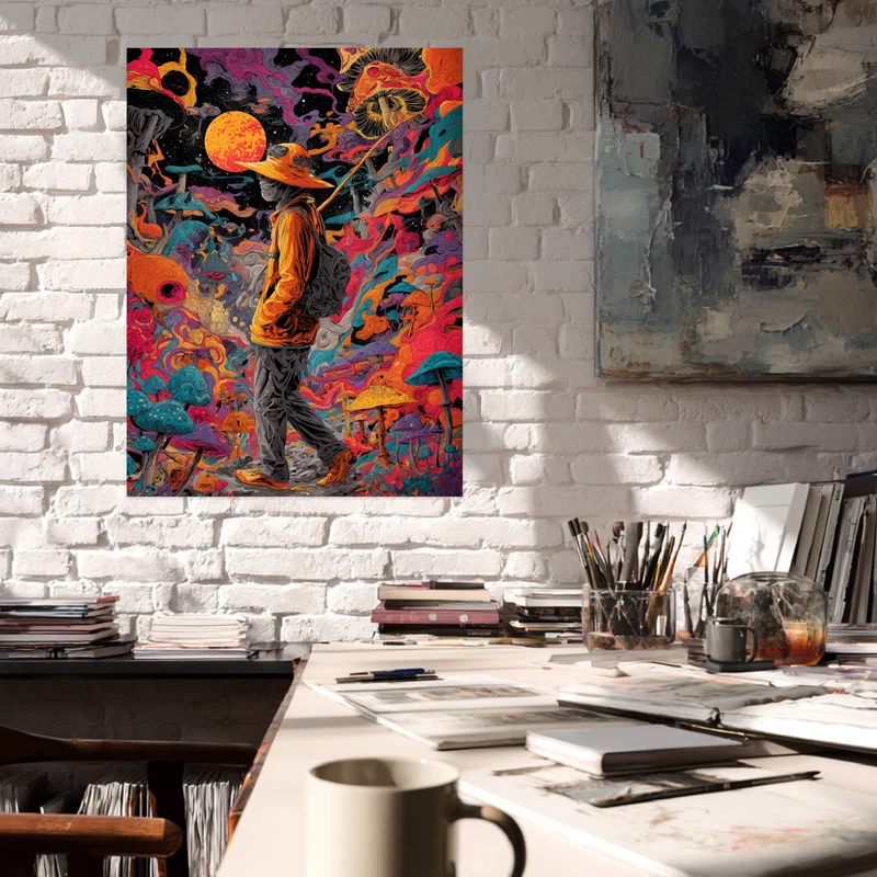 Psychedelischer Pilzwanderer Leinwandbild