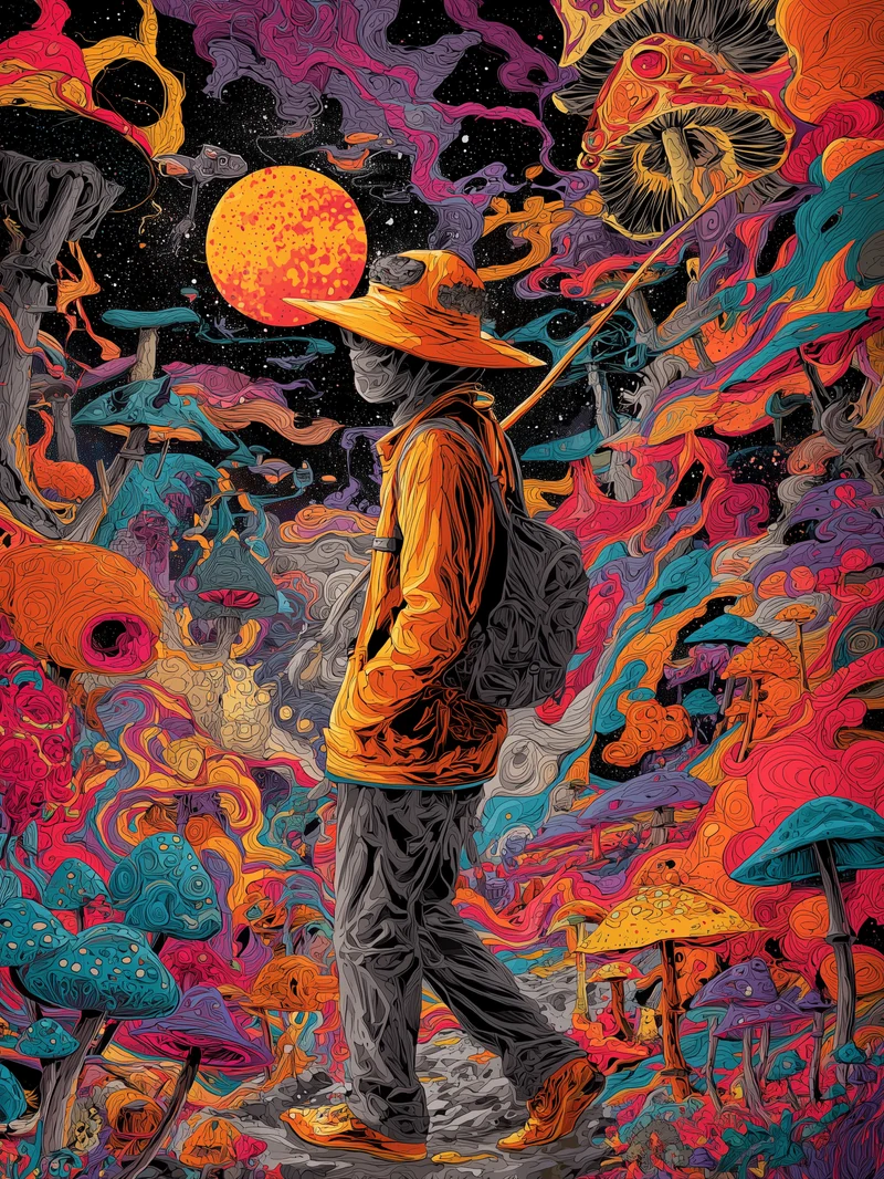 Psychedelischer Pilzwanderer Poster